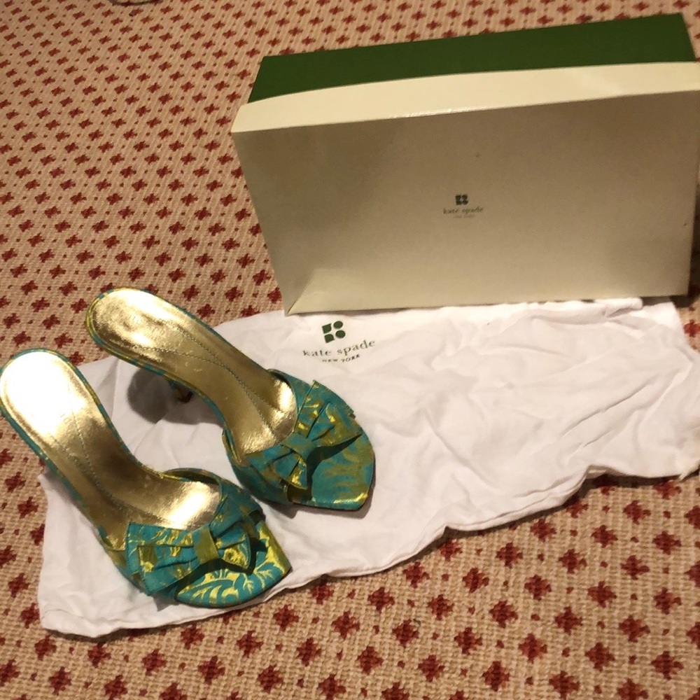 kate spade turquoise floral heel 6.5